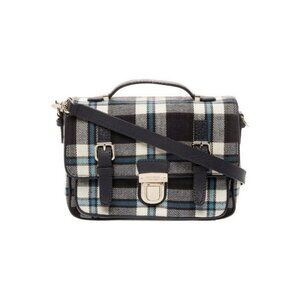 Kate Spade Blue Plaid Gold-Tone Hardware Top Handle Bag